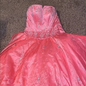 Coral quinceañera dress